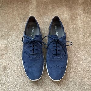 Cole Haan ZeroGrand W14474 Navy Suede Wingtip Sneaker Shoes Women's US 10.5B